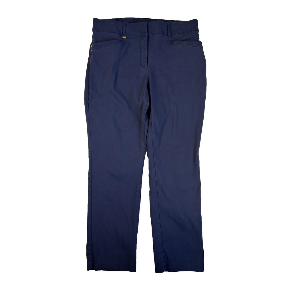 JM Collection Women's 12S Navy Straight Leg Ponte Ankle Pants Essential Everyday